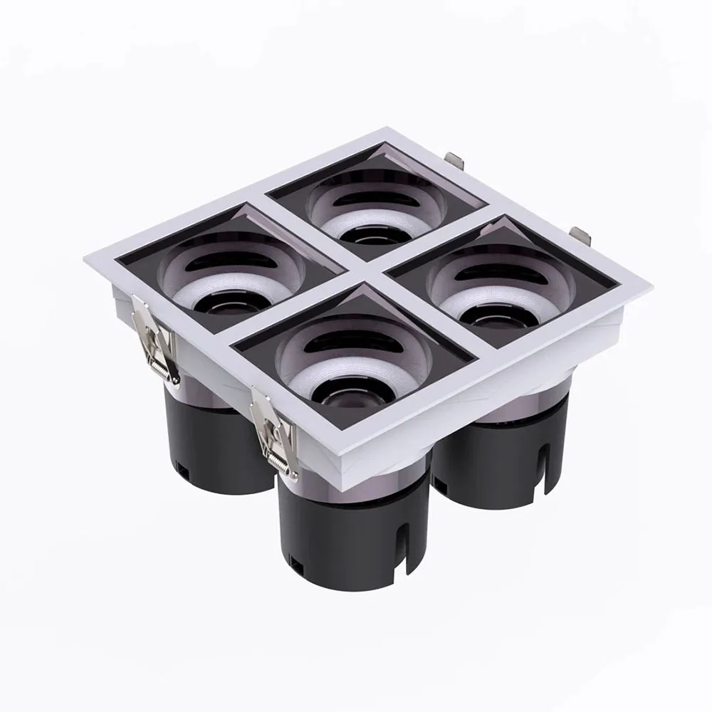 TOP Quality Living Room Indoor Frameless Angle Adjustable Rcessed Aluminum Square Led Spotlight 12W*4 15W*4