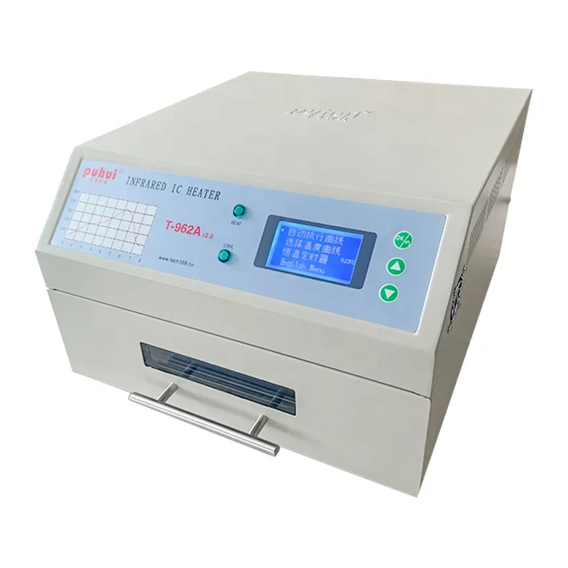 Puhui Reflow Oven T-962A V2.0 1500w Mini Desktop Reflow Oven 300*320mm  Infrared BGA SMD SMT Rework Station