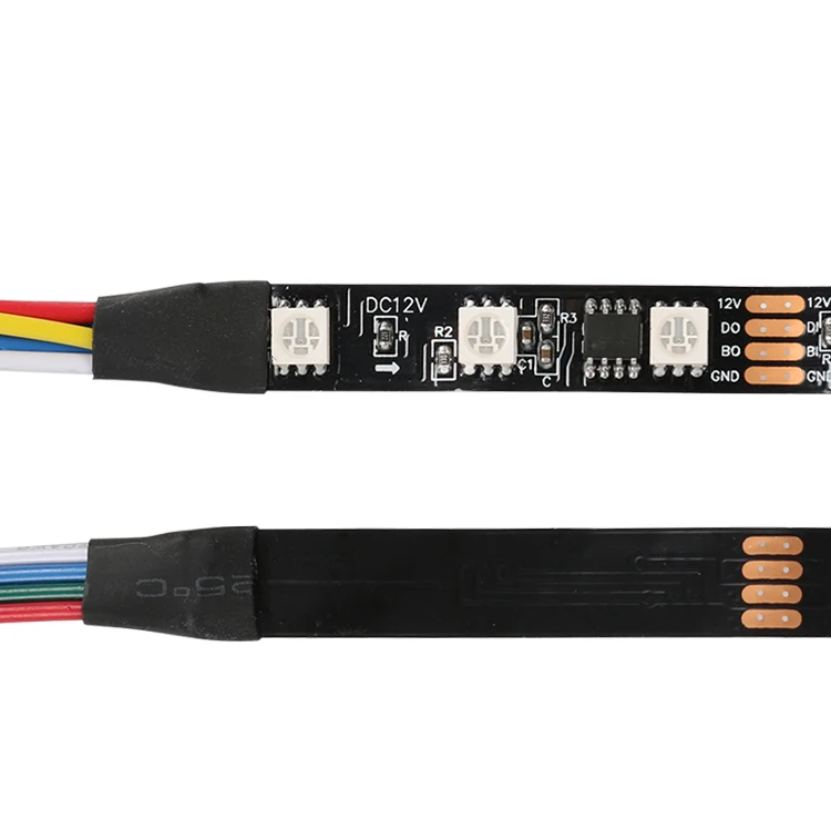 dc12v 24v ws2818 double data rgb pixel black programmable led strip