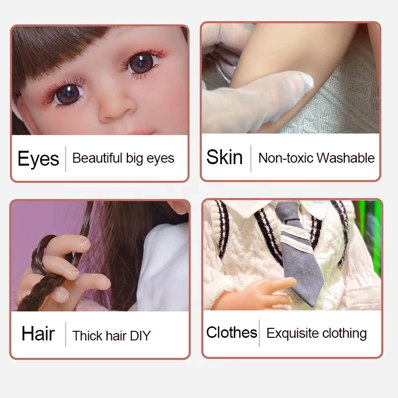 Bebe Lifelike Kids Playing Educational Pretend Doll Full Body Soft Reborn Dolls Toys for Girls