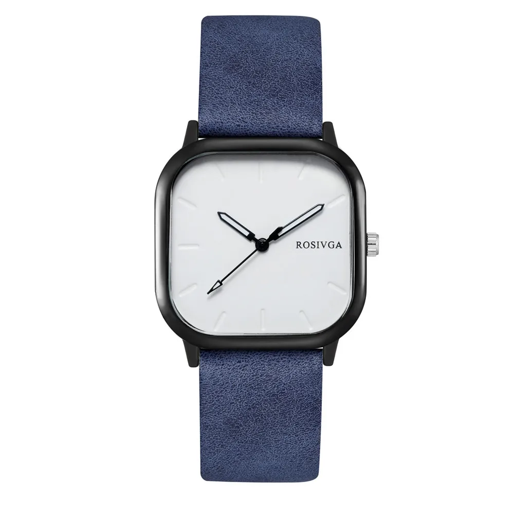 Hot Sell Fancy Fashion Stainless Steel Case Unique Design Leather Watch British Style Square Dial Quartz Casual Watch Business