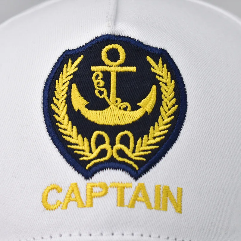 Captain Skipper Boating Baseball Cap Nautical Marine Sailor Navy Party Hats Hand Embroidered Fruit Argyle Street Dobby Golf
