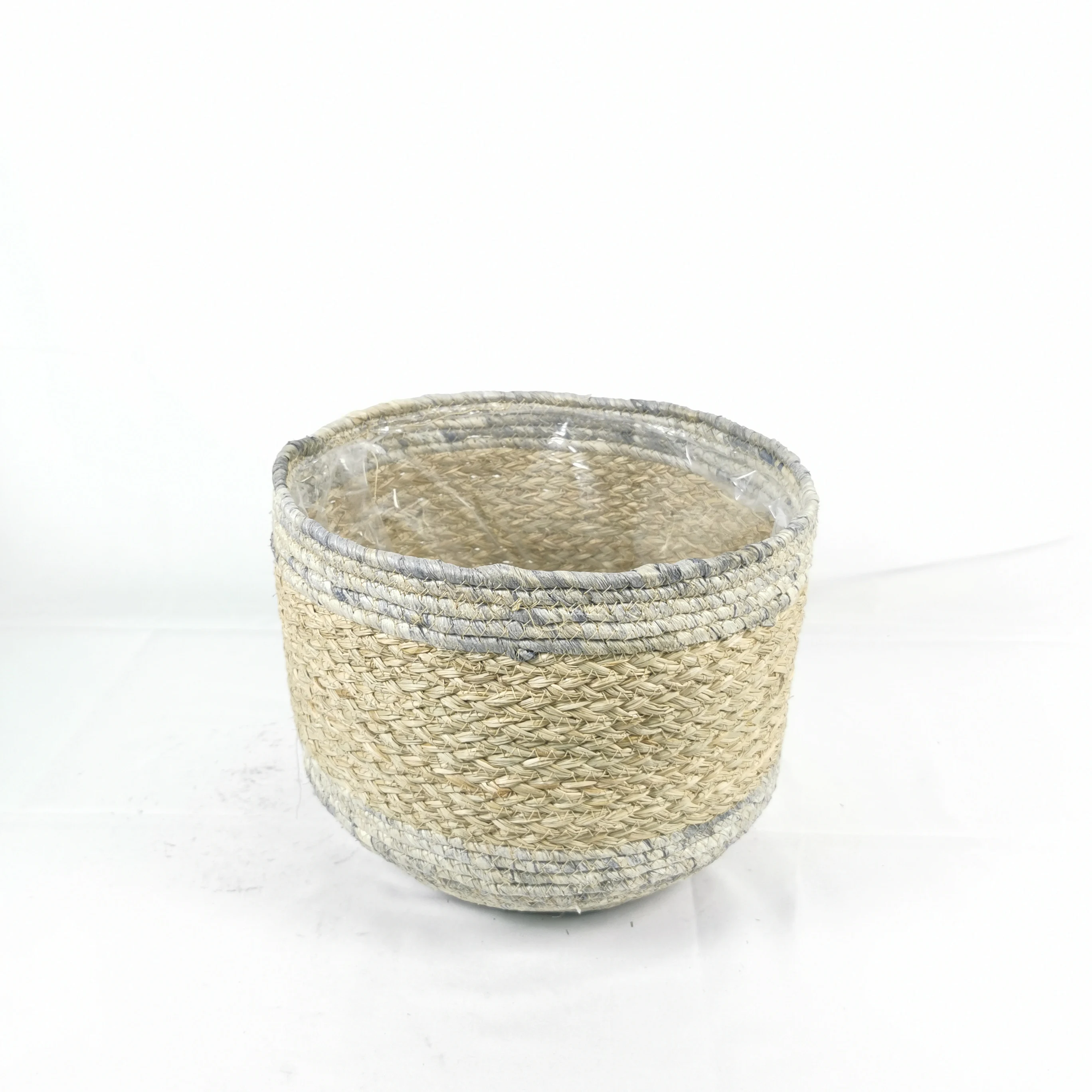 Natural corn rope eco-friendly woven flower pot for indoor or dry outdoor
