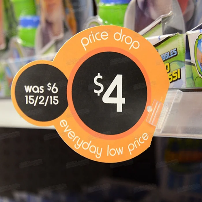 Data Strip Clip Supermarket Advertising Shelf Display Wobbler Sticker