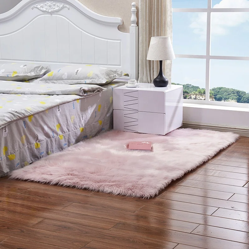 Home Use Anti-slip Soft Fluffy Area Rug Washable Artificial Hotel Faux Fur Sheepskin Shaggy Carpet And Rugs