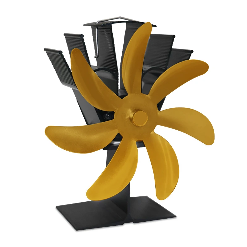 Hot Sell On Amazon Wish Ebay  Heat Powered Stove Fan ECO Wood Burning 7-Blades Black Stove Fan