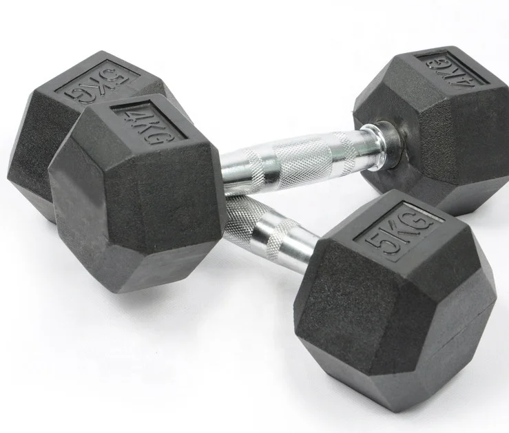 Factory Supply Gym Equipment Weight Lifting Hex Rubber Dumbbells