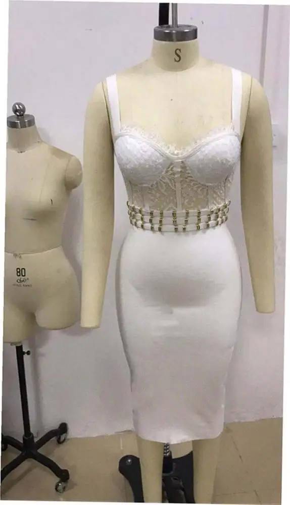 Hot Selling White Women Sexy Bodycon Bandage Evening Dress