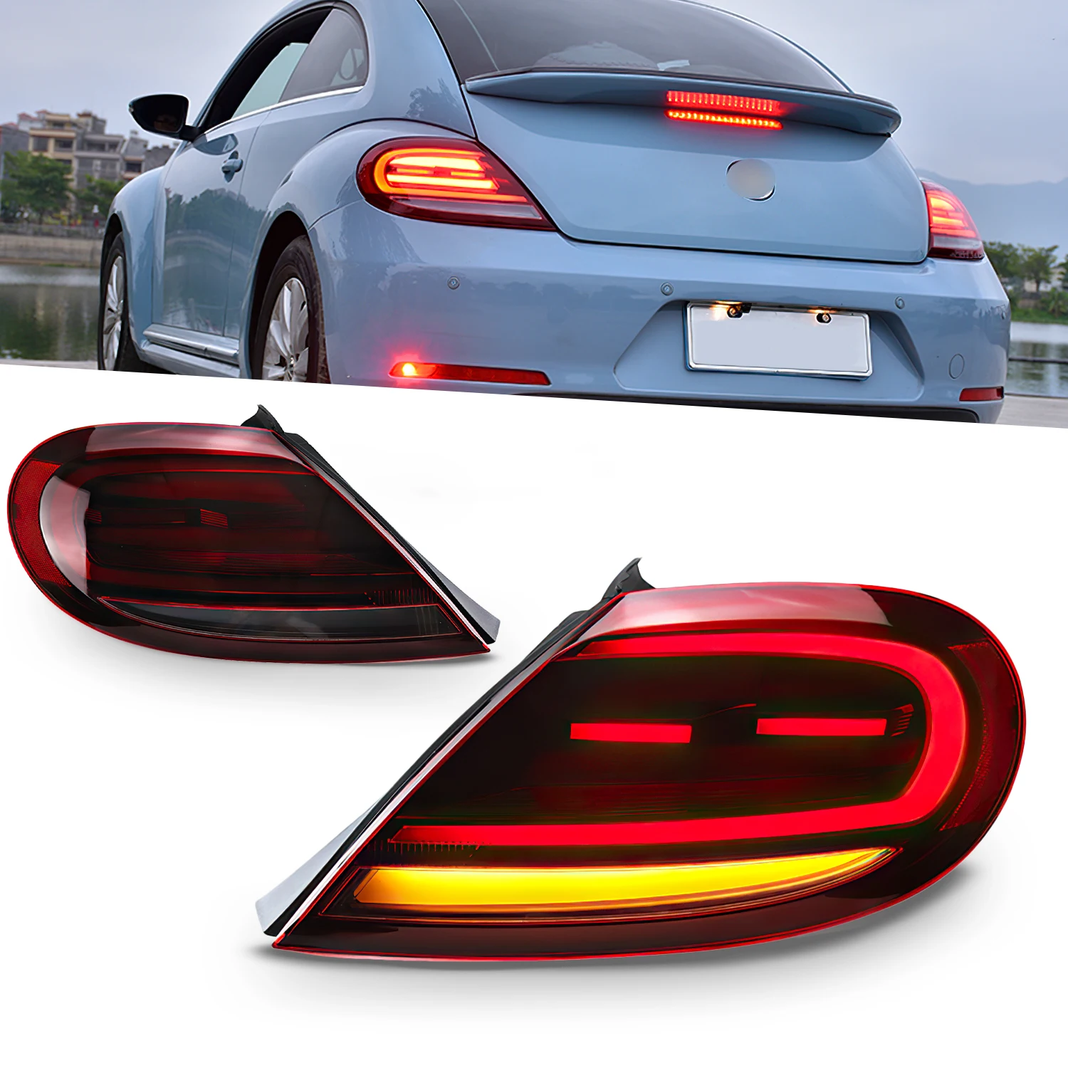 Archaic Car Lamp Sequential Turning Signal With Parking Light Full Led Taillight For VW Beetle 2013-up Rear Lamp