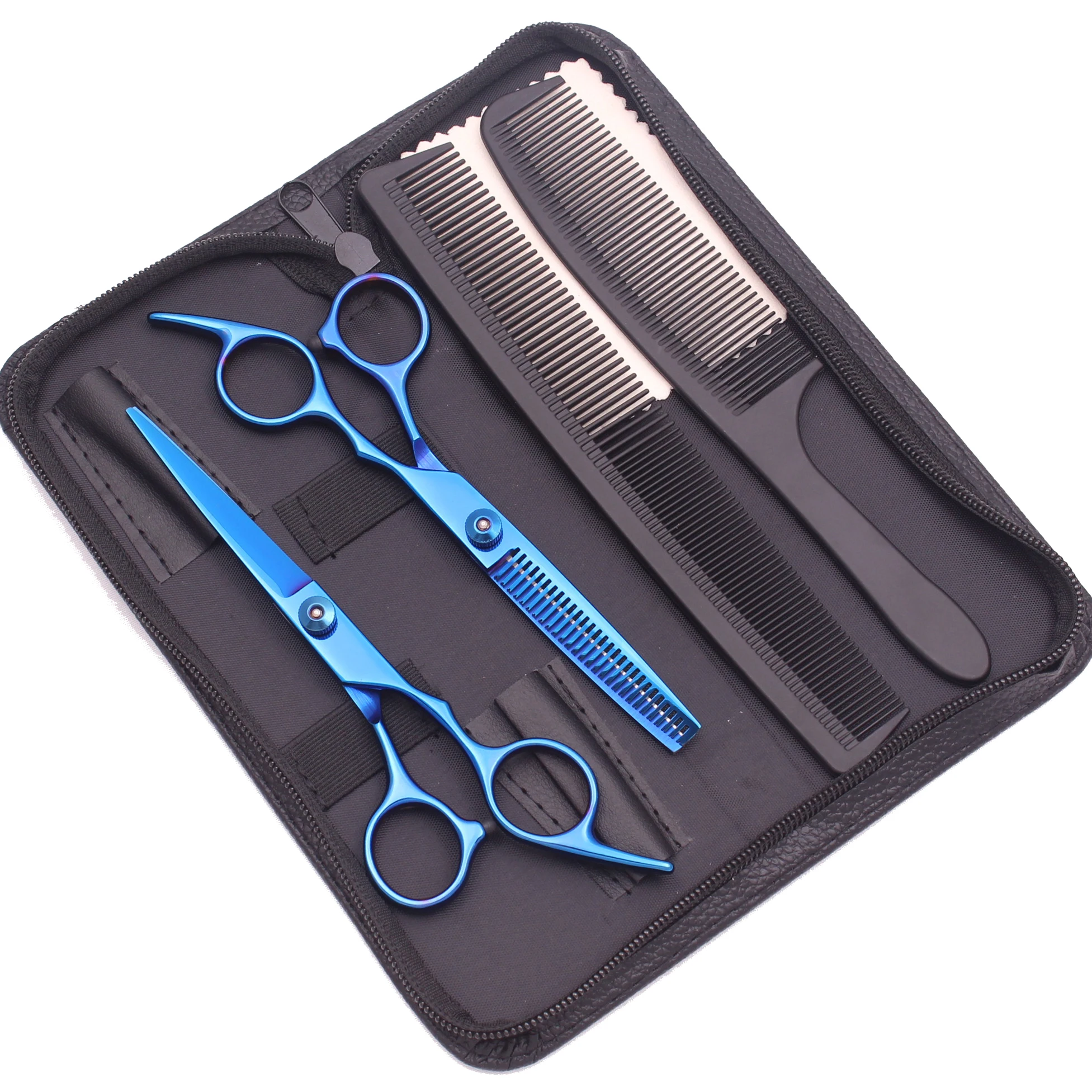 Hairdressing Scissors 6' Japan Stainless Black Hair Cutting Scissors Thinning Shears Hair Scissors Haircut Set Combs C1001