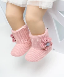 High Quality Knitted Newborn Cotton Infant Flower Custom Toddler Girl Baby Booties
