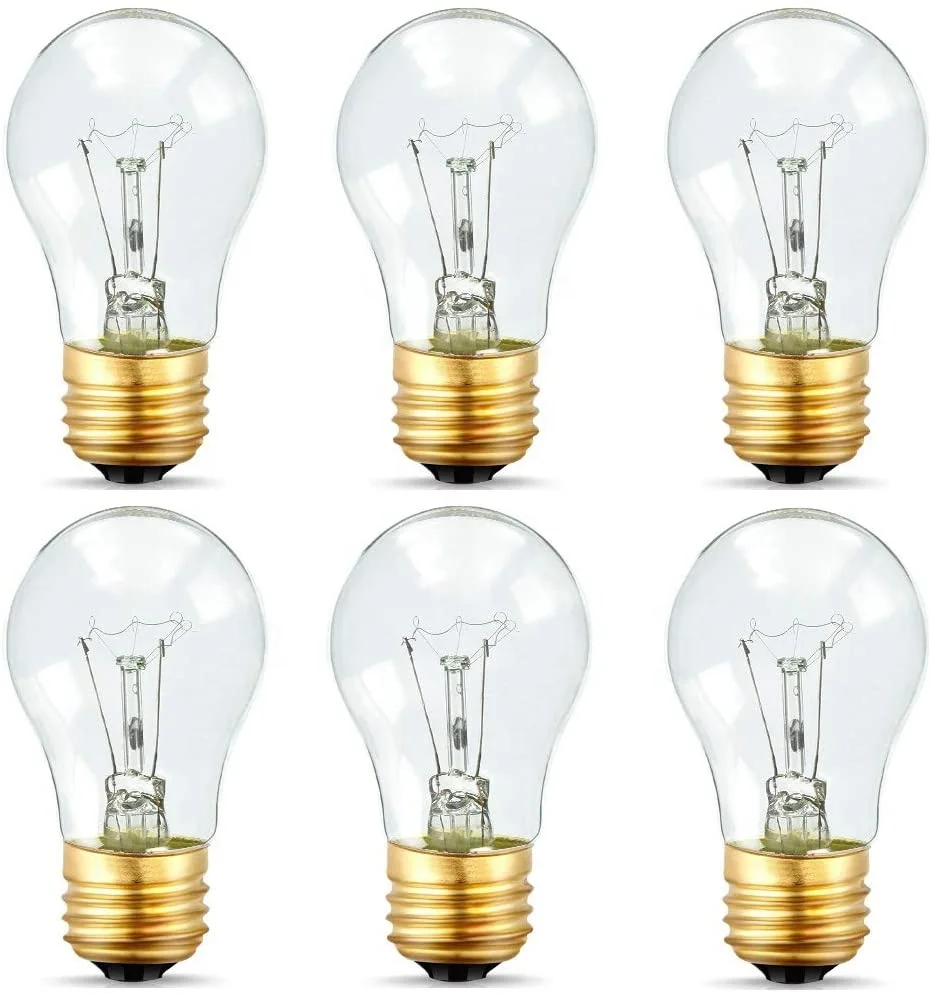 A15 Incandescent Light Bulb, 120V Appliance Bulb with E26 Medium Base, 40W High temperature resistant bulb for Oven & Microwave