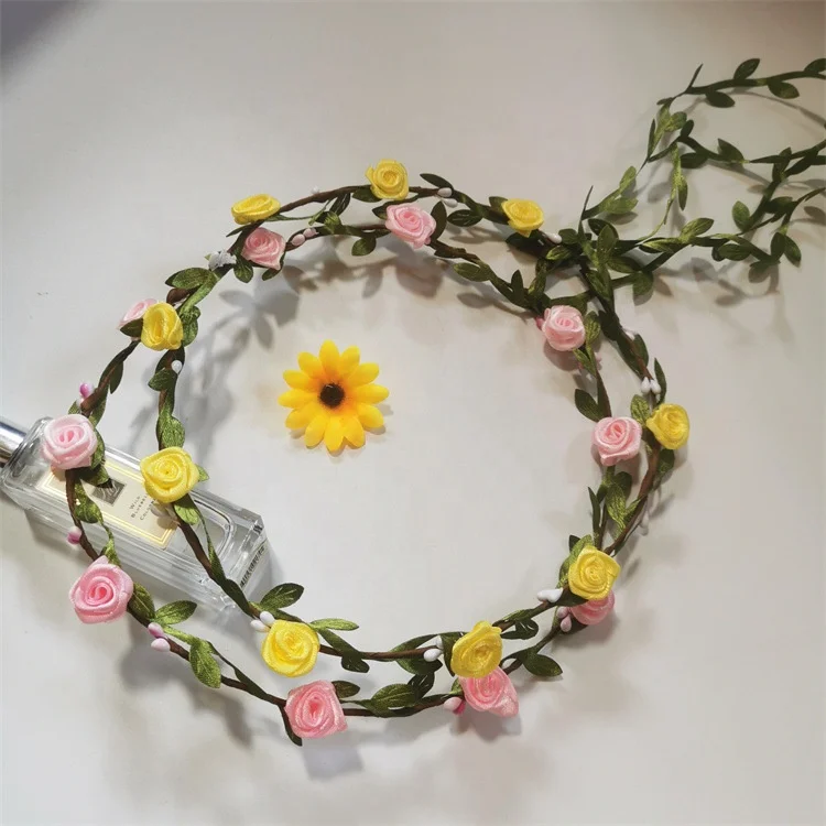 Flower Wreath Crown Headband Multicolor Wedding Festival Party Flower Hair Garlands in Bulk Women Girls Flower Decoration