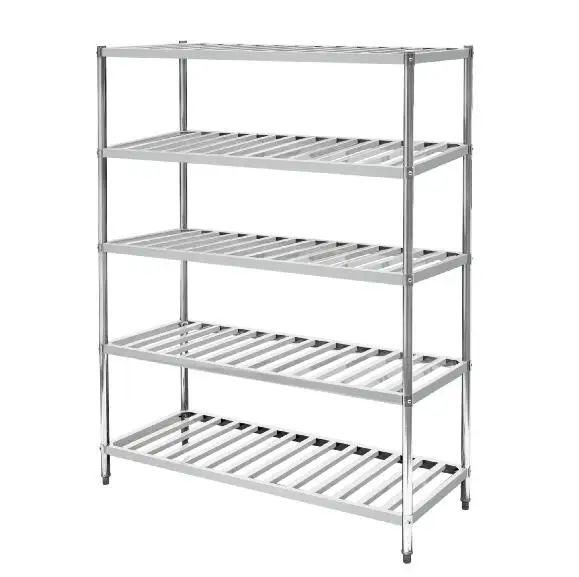 Assembly 4 tiers Stainless Steel Kitchen Utensil Rack/Stainless Steel 4 tiers kitchen storage shelf stand With Round Leg