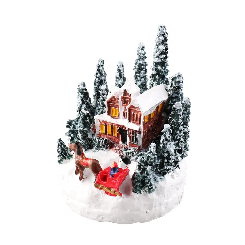 Kanlong LED Christmas decorations Resin house Light up Christmas micro-landscape  small house for christmas decor