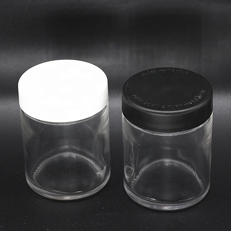 1oz 2oz 3oz 4oz clear straight sided glass jar with child proof cap for CBD  oil Packaging