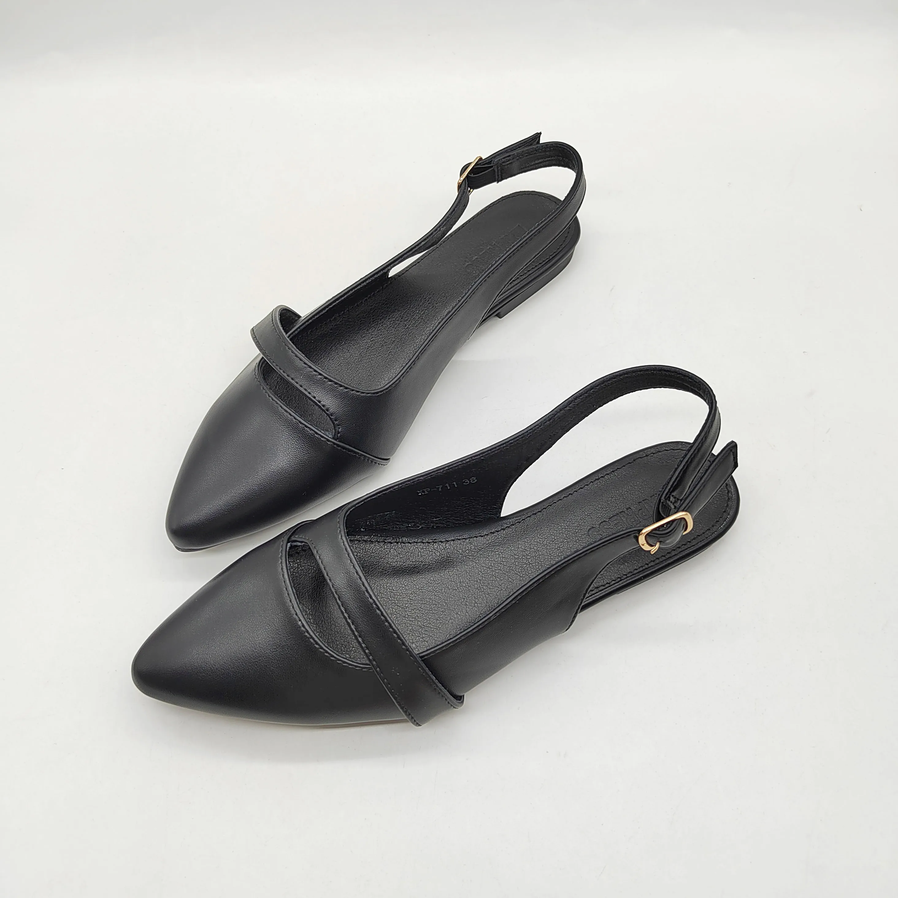 Women Pu Leather Shoes Flats Woman Female Pointed Toe Slingbacks Casual Flat Sandals Slippers for Girl and Ladies