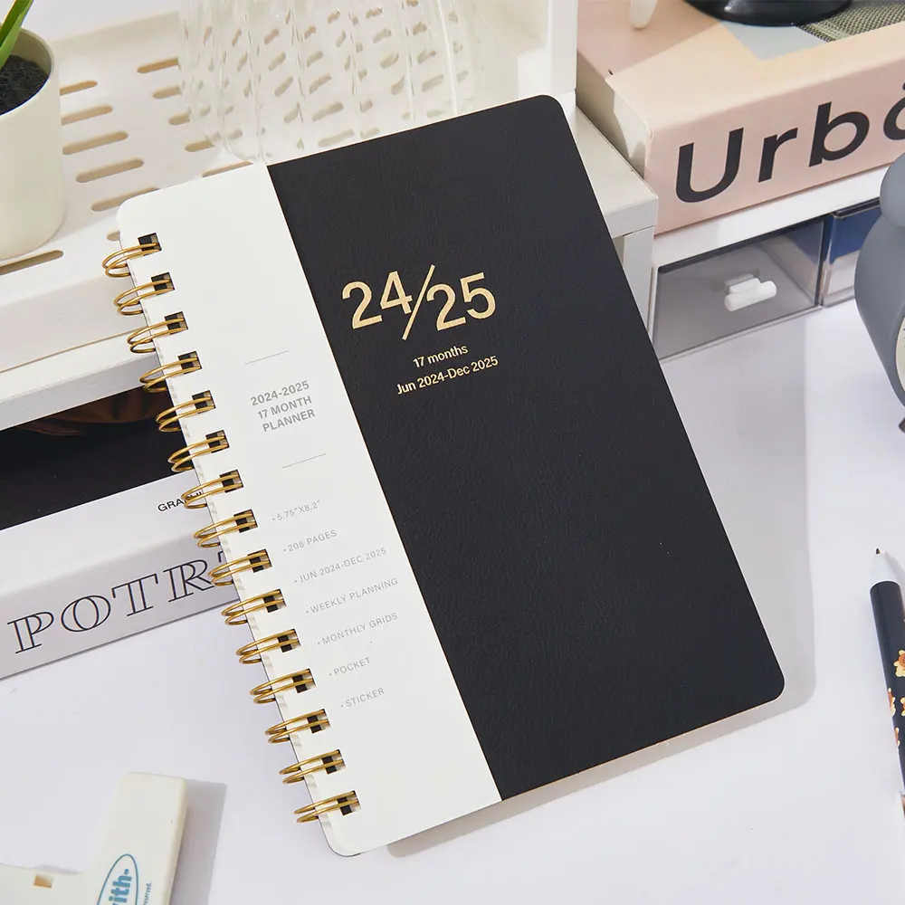 2025 Agenda Book Planner Daily Weekly Plan Book English A5 spiral binding Book Wholesale customizable 17 months planner