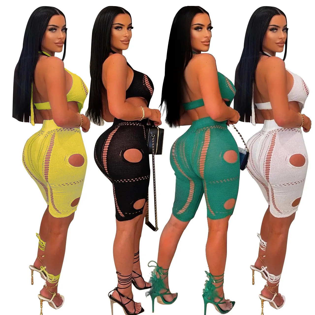 Sexy Hollow Out Jumpsuits For Women Summer Women Clothing Knitted One Piece Jumpsuit Pants Women