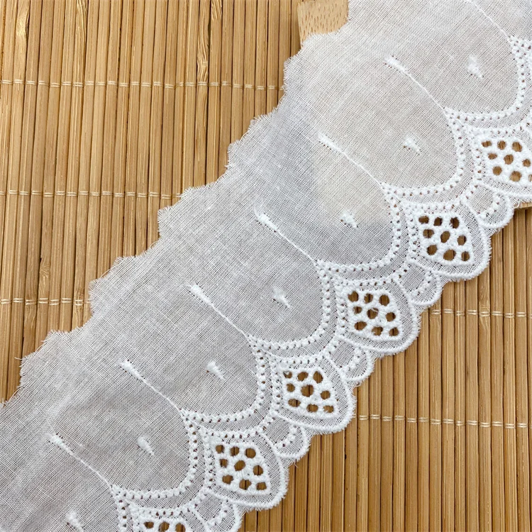 Water soluble 100% pure cotton lace embroidery lace cotton fabric perforated lace barcode