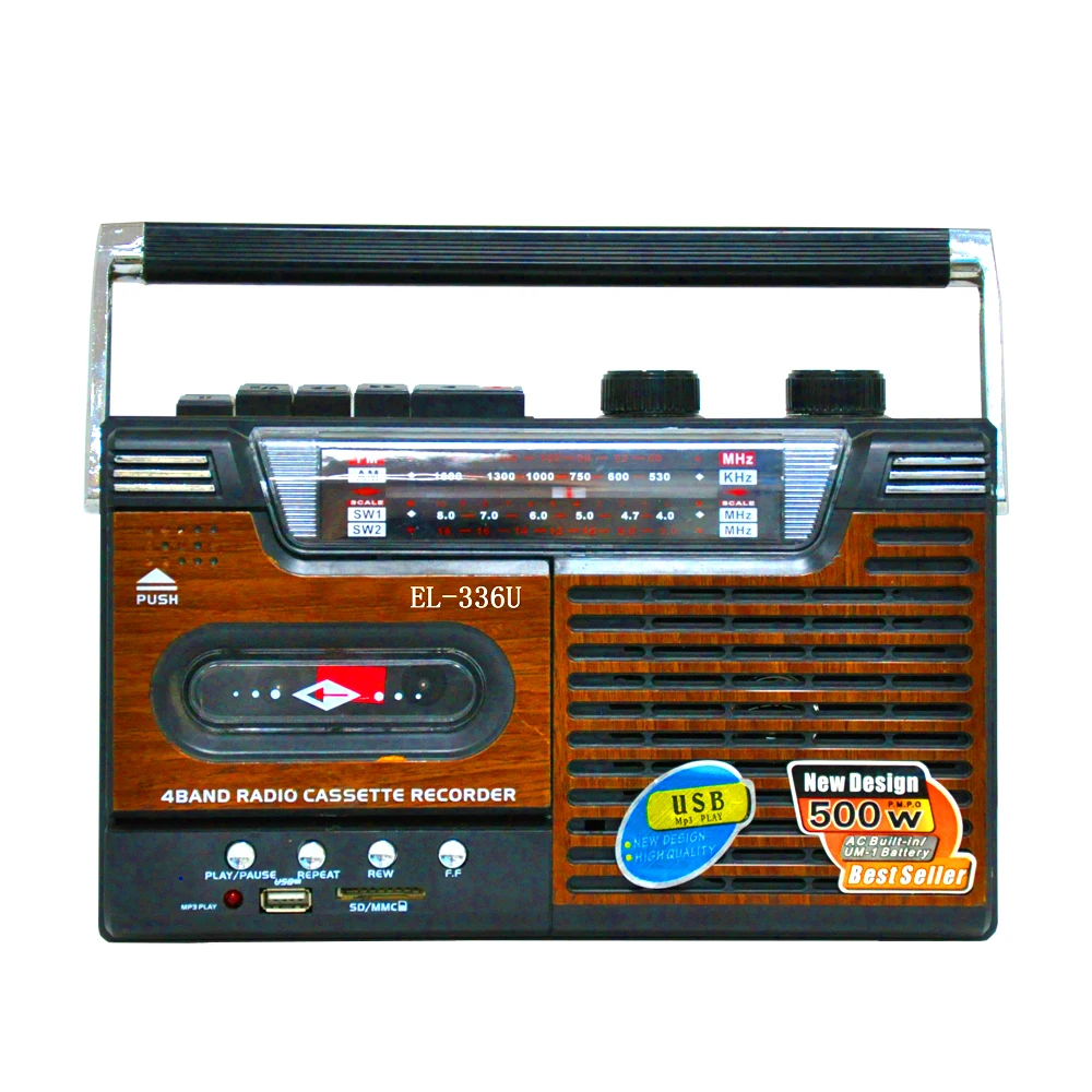 Portable Cassette recorder Player Earphone Jack USB/TF card MP3 player MW SW1 SW2 4 Bands Receiver FM radio