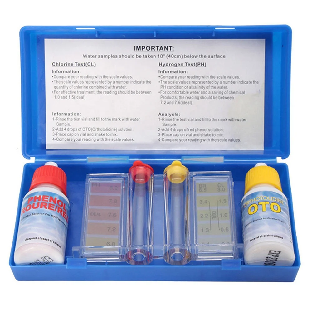 PH and Chlorine Water Test Box  Swimming Pool and Spa  Testing Kit