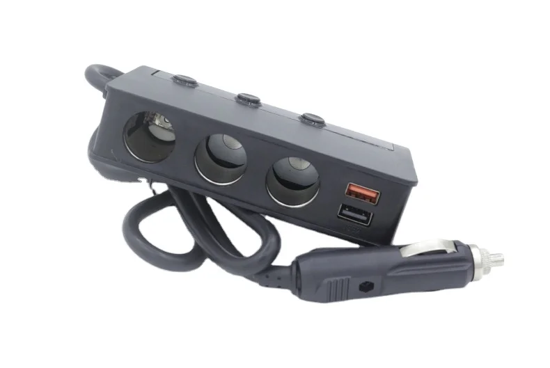 
Portable Car cigarette lighter with switch Munti-funcation 4 usb Ports 180W high power qc3.0 Tr24 smart car phone charger 