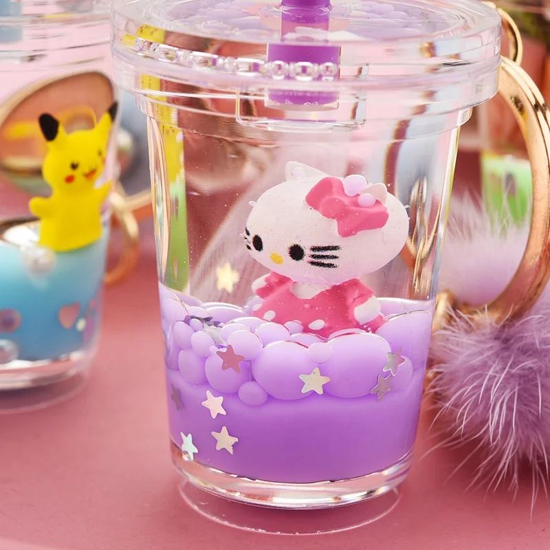 Verified keychain manufacturer wholesale transparent acrylic material liquid keychain boba