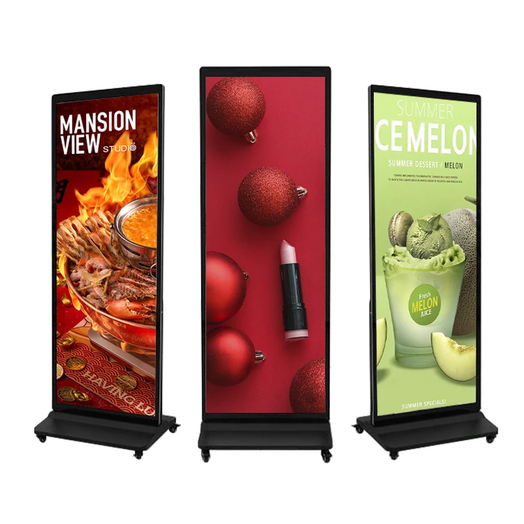 Remote publishing 70 75 inch full hd big advertising screen ad player vertical indoor advertisement machine