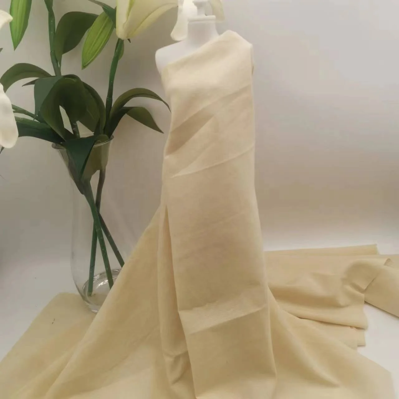High Quality 100% Cotton Faux Linen fabric Look Gauze Plain Woven Breathable Fabric For Dress And T-shirt