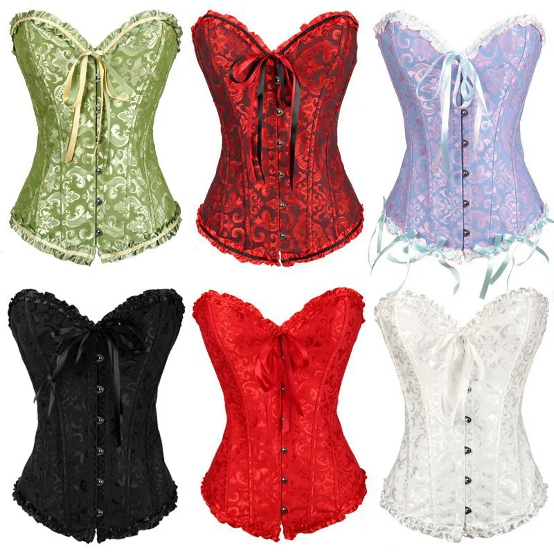 Womens Lace Up Gothic Corset Bustier Sexy Waist Trainer Bustier Overbust Corsets