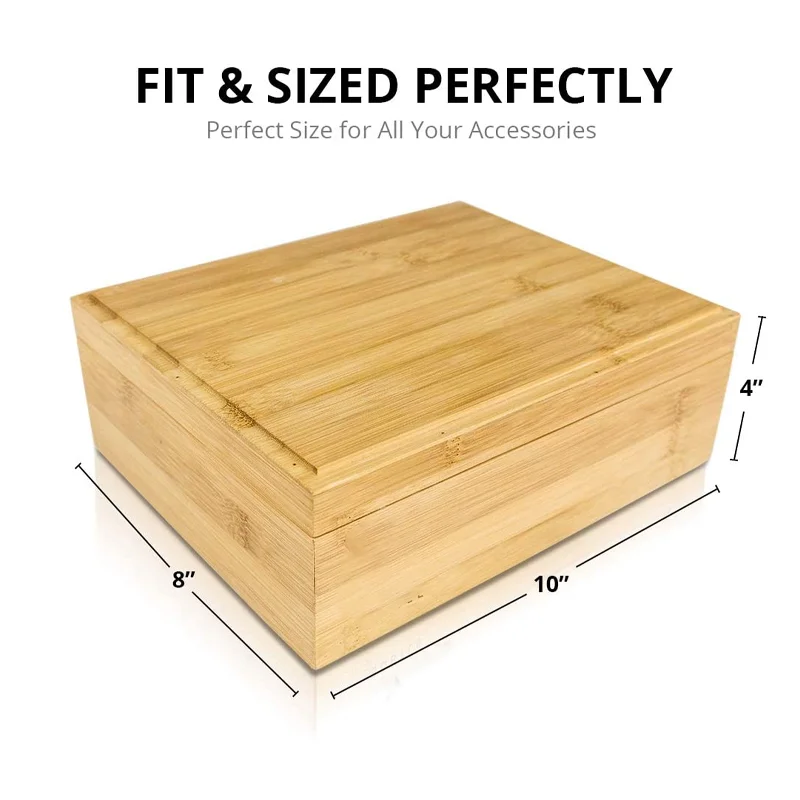 GL Bamboo Box Storage Organizer Bamboo Wooden Stash Box