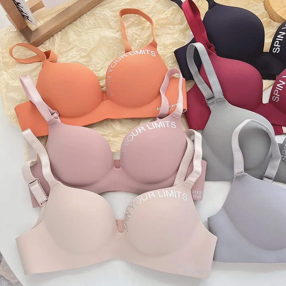 Fashion Women Seamless Bra Sexy Push Up Bralette Underwear Wireless Female Lingerie Letter Pattern Bras Three Quarters