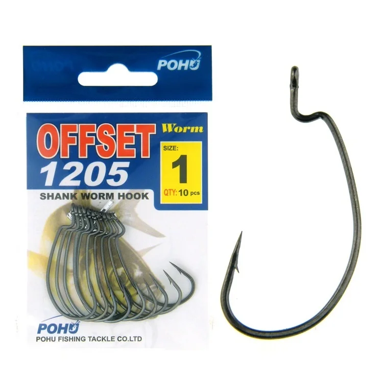 Crank Hook Offset Worm Hooks Stainless Steel Barbed Single Fish Hook for Rig Sea Fishing Tackle Pesca 10pcs/bag