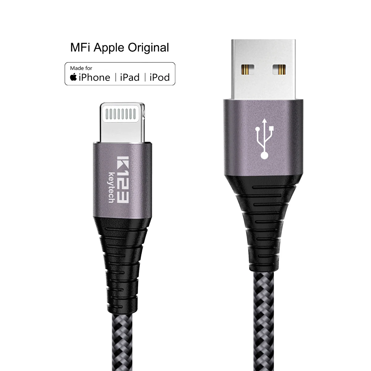 
3ft MFi certified Nylon braided USB A to 8pin C89 charging cable 5V 2.4A Aluminum alloy shell for iPhone XR 