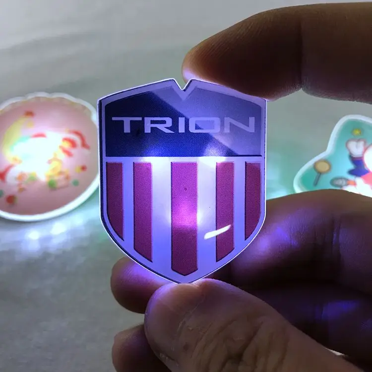 Environmental Epoxy Domed Led Flashing Custom Shape Acrylic ID Lapel Name Badge With Safety Magnet Pin For Hotel