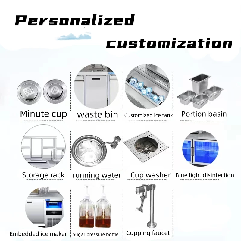Water Bar Workbench refrigerator Stainless Steel Cocktail Working Station water bar machine