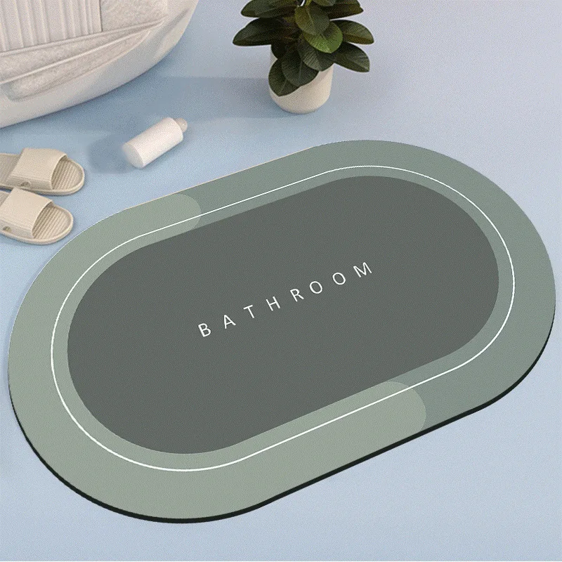 PVC Diatomite Mud Cushion Water-Absorbing Mat Quick-Drying Non-Slip Foot Pad for Bathroom Kitchen Oil-Proof Household Door Mat