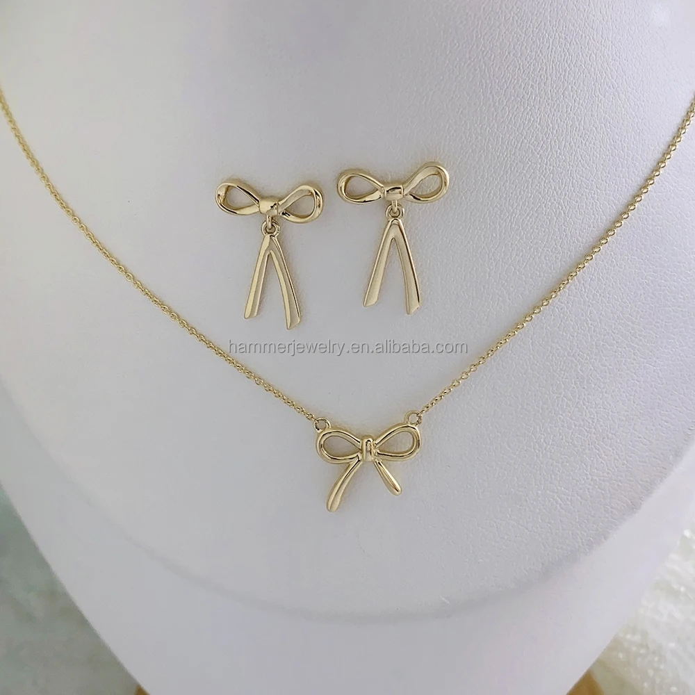 Wholesale S925 Sterling Silver earrings 14k gold finished   Bowknot Studs Earrings Temperament  for Women Girls on Anniversary