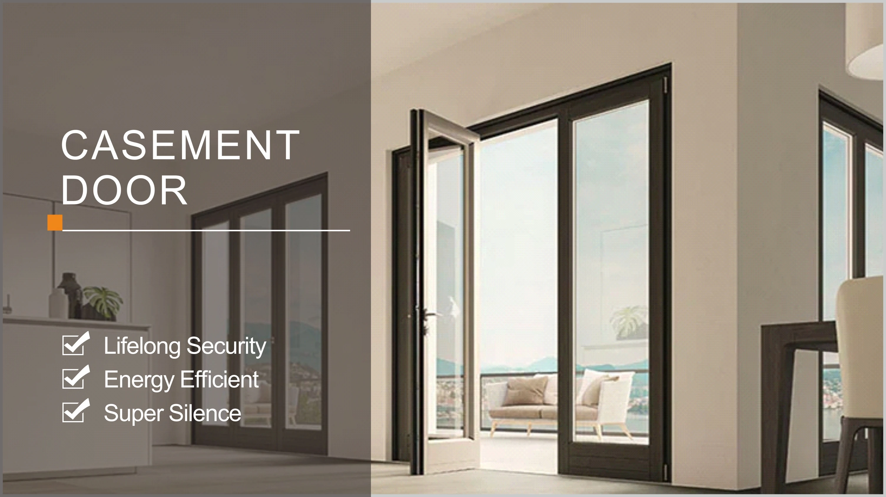 GONHO Customized Slim Frame Interior Swing Doors  Stable Hinged Iron Kitchen Doors Design Swing Door