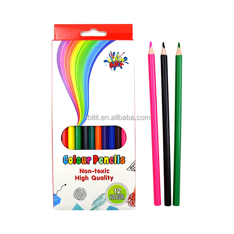 Custom coloured eco friendly pencils 7' Wood-free flexible plastic sharpened color pencil in color box
