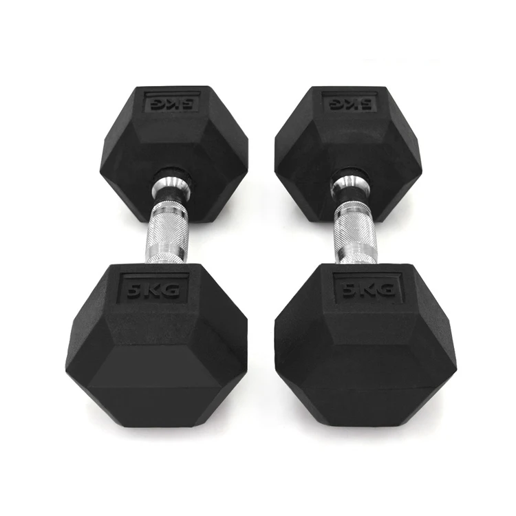 MEET 2-100LB Home Use Fitness Hex Rubber Dumbbells Gym Free Weights Rubber Coating Cast Iron Dumbbell Set