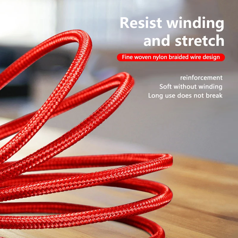 Factory Wholesale 3 in 1 Charging Cable Data Wire Micro USB Type-c 8pin Fast Charge Three-In-One Nylon Braided Data Cable