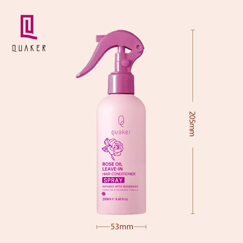Qquaker Private Label Rose Water Anti Frizz Smoothing Leave In Hair Conditioner Spray Hair Care Products