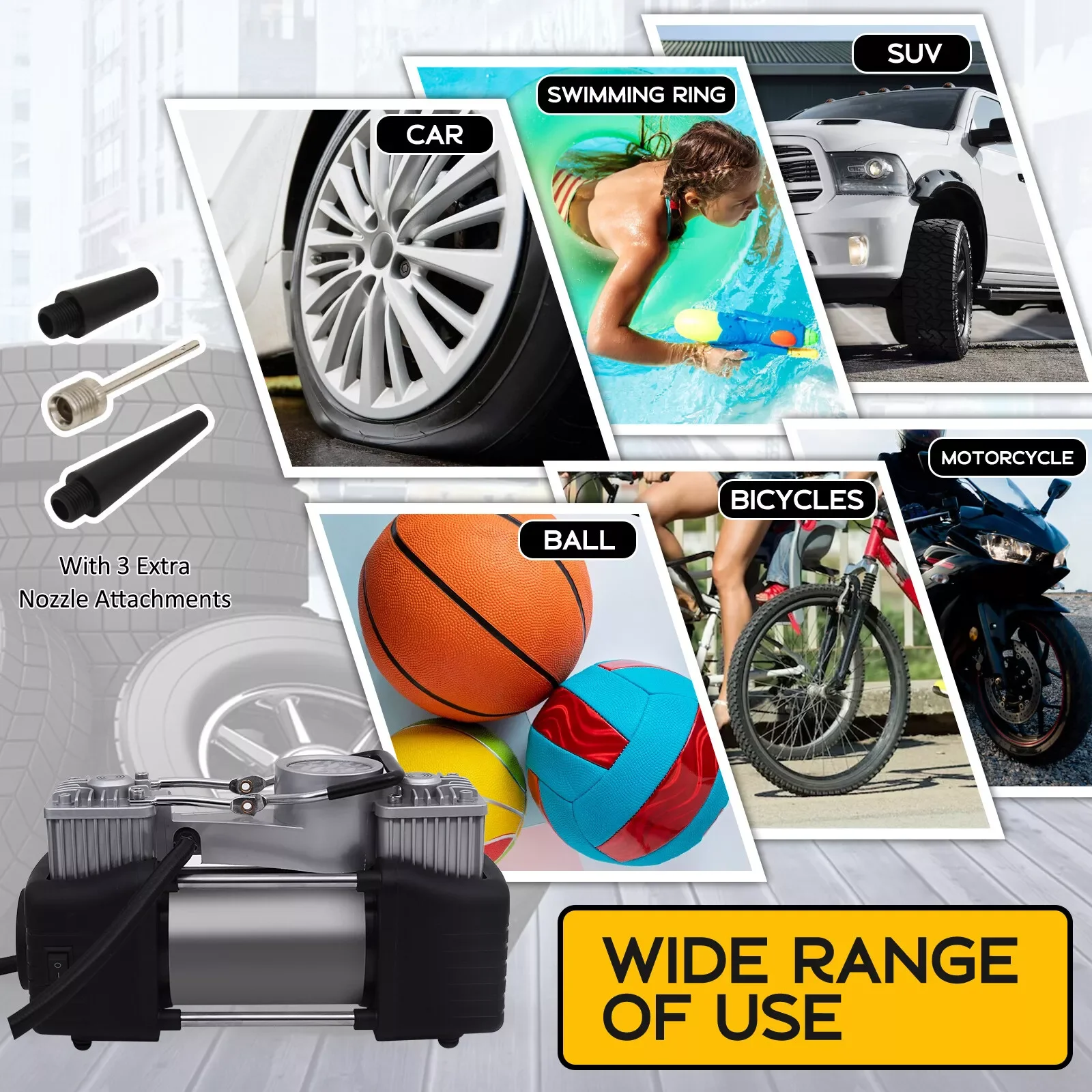 Double Cylinder New Style Double Cylinder Car Air Pump Portable Air Compressor Tire Inflator 12V 150 PSI Tire Inflator