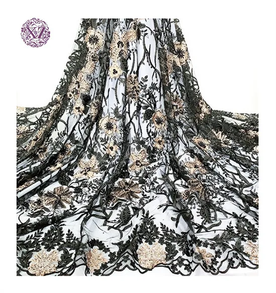 2022 Hot Sales Embroidery with stones And Pearls  Floral African Guipure Lace Fabric