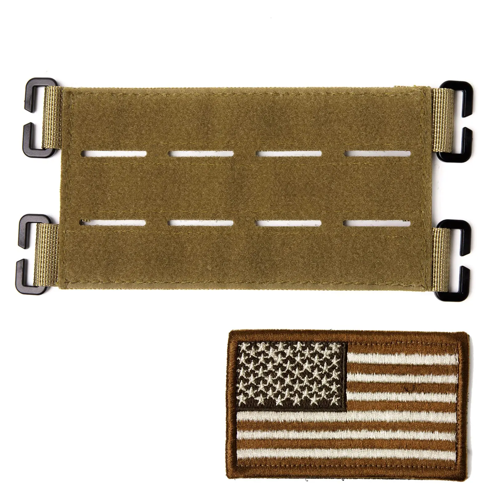 Laser Cutting Loop Molle Patch Panel Display Holder for Backpack 6X3.2 Mini Patch Board Include American Flag Patch