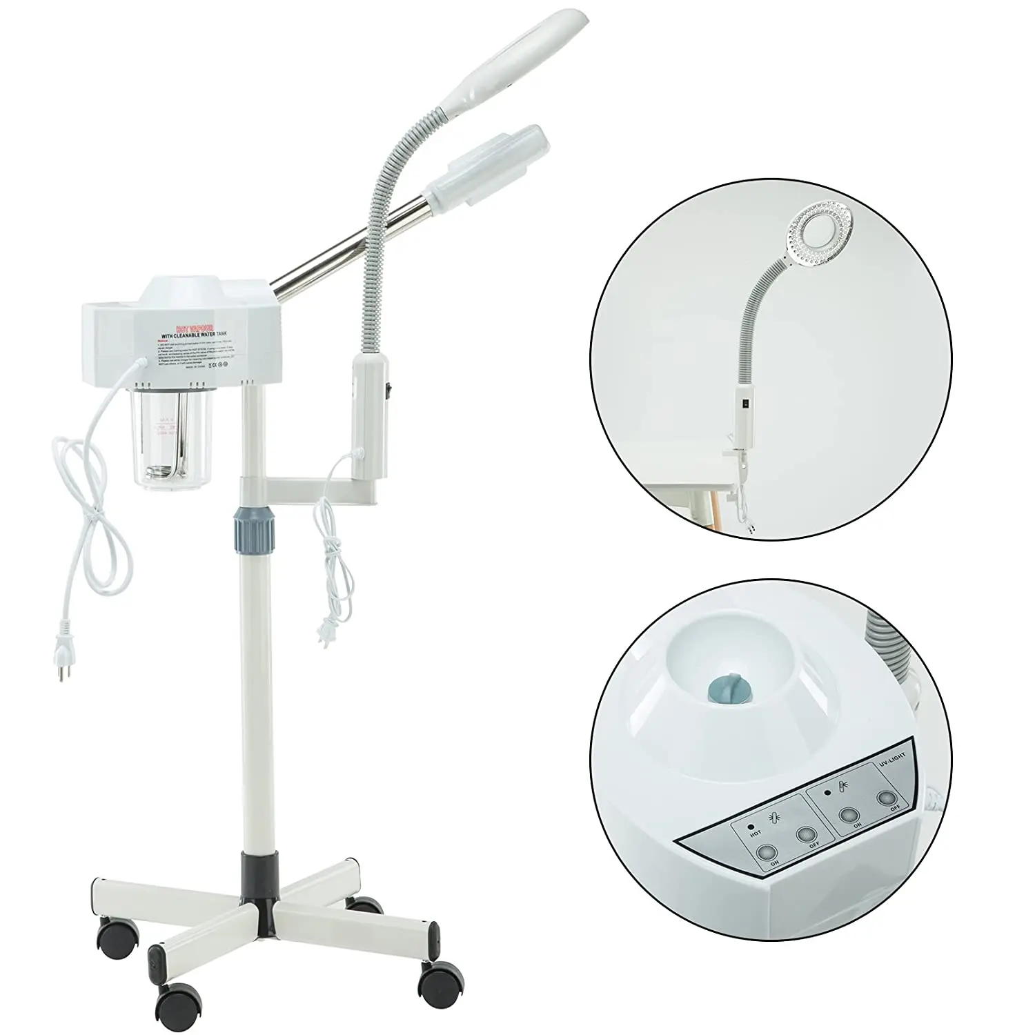 New Hot Face Steamer with 5X Magnifying Lamp Ring Light for Hair Salon Sauna Vapor Professional Vaporizer Facial Steamer