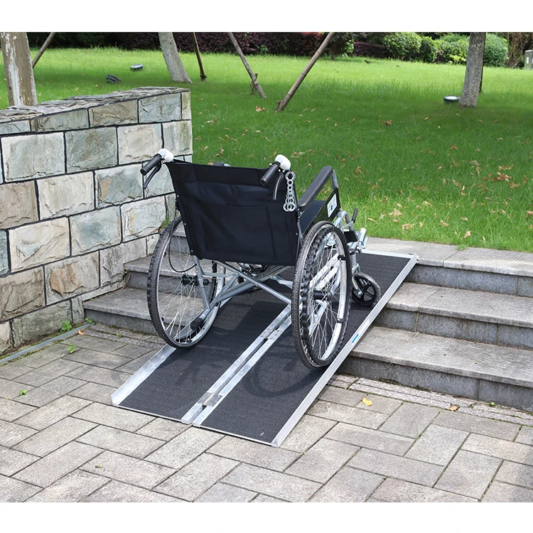 High Quality wheelchair loading ramps Lightweight Aluminium Alloy Telescopic Portable Folding Wheelchair Ramp For Car & Stairs