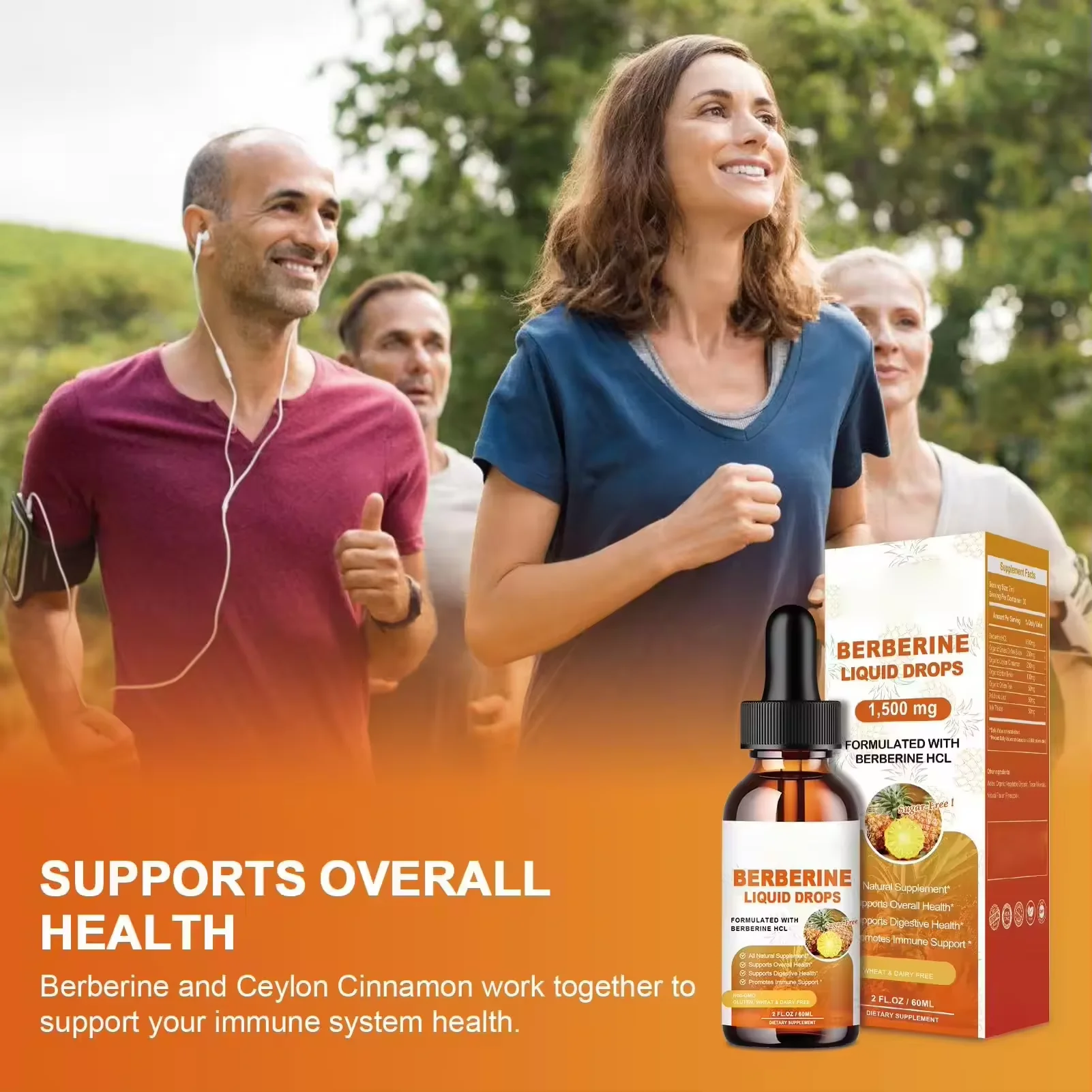 Vitahealthy OEM/ODM Private Label Factory Supply Berberine Drops 7 In 1 Support Overall Health 1500mg BBR